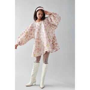 NWT Arianne Elmy Good Luck Mini in Pink Floral Organza Swing Dress L $435